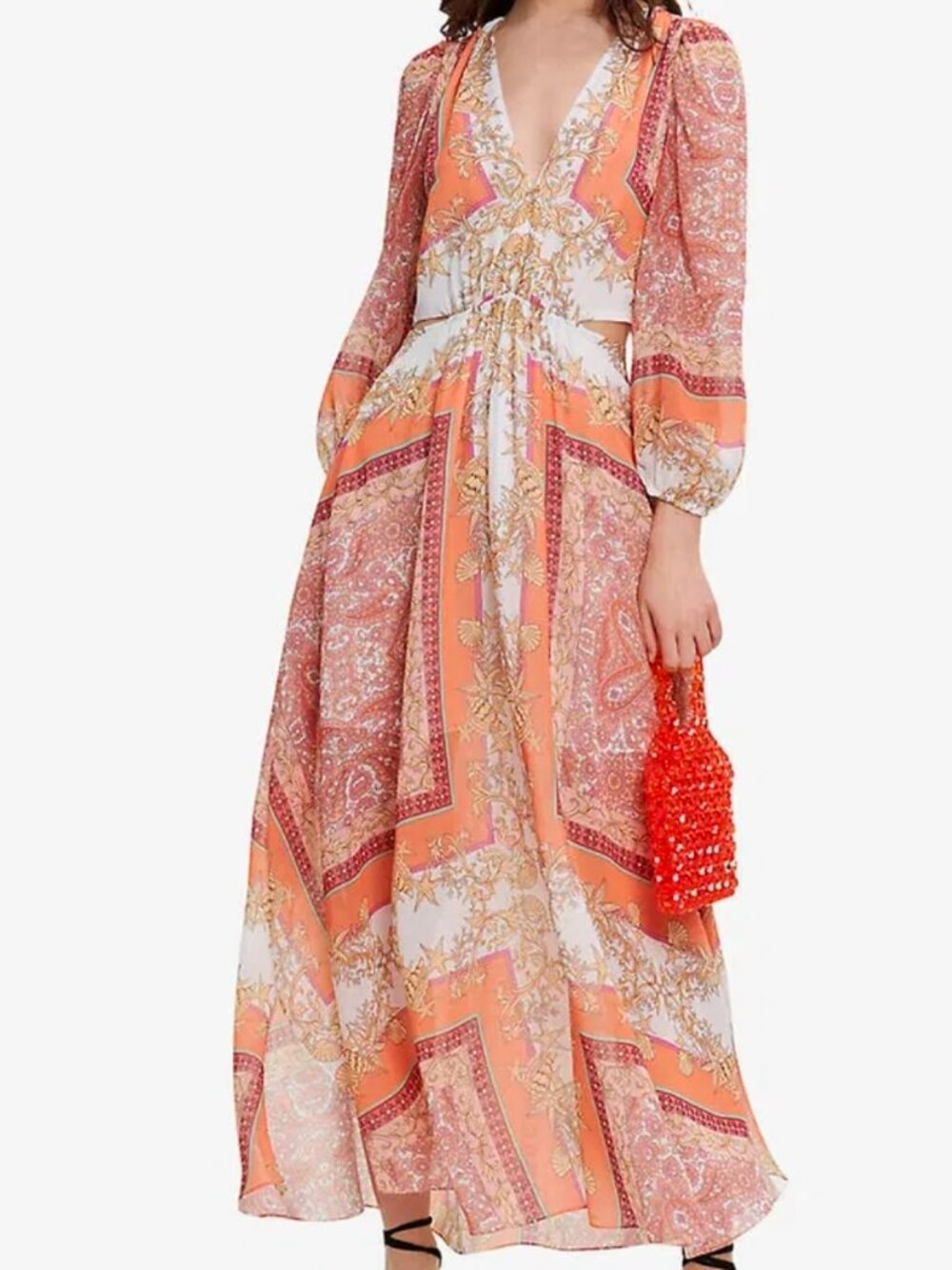 MAJE Roquillage Printed Woven Maxi Dress